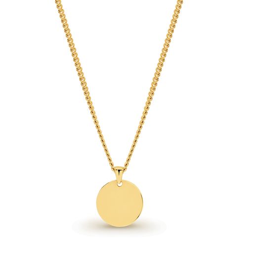 9K YELLOW GOLD DISC PENDANT WITH GP DISPLAY CHAIN