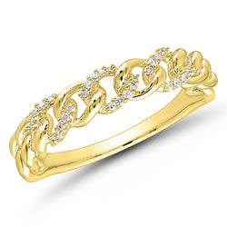 9K Yellow Gold chain link Diamond ring