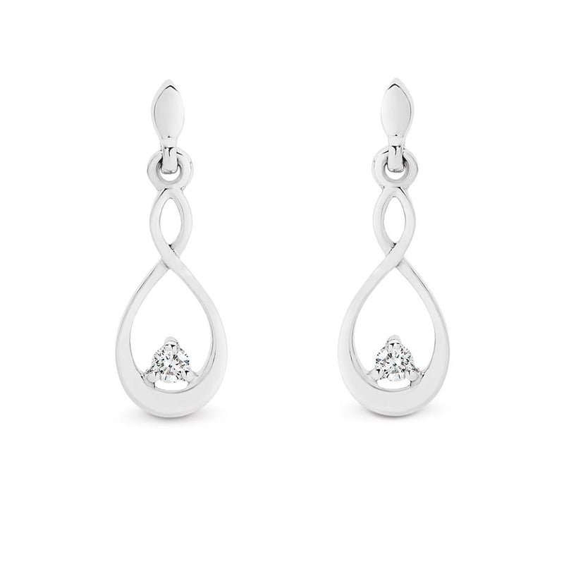 9K White Gold  Drop Diamond Earrings tdw 0.06ct GH SI2-I1