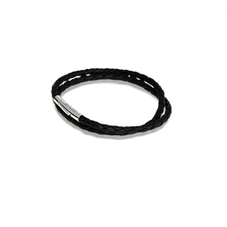 Evolve Bracelets & Bangles 2 TWIST BLACK LEATHER BRACELET CHARM CARRIER 19CM X 2