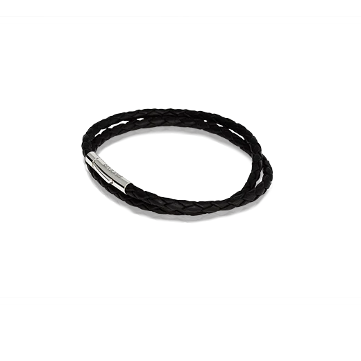 Evolve Bracelets & Bangles 2 TWIST BLACK LEATHER BRACELET CHARM CARRIER 19CM X 2