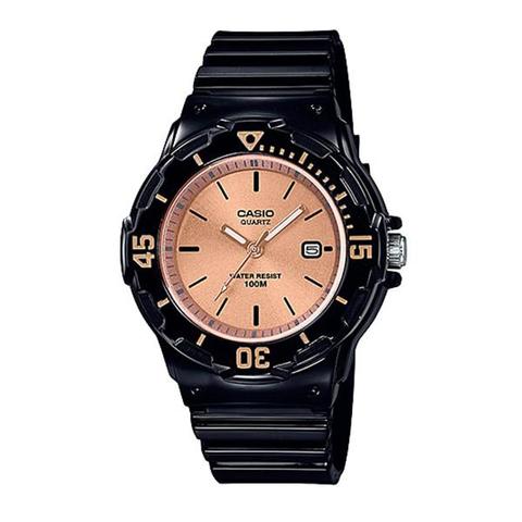 CASIO KIDS WATCH ANALOGUE DISPLAY ROSE GOLD FACE, BLACK GREAT FOR KIDS