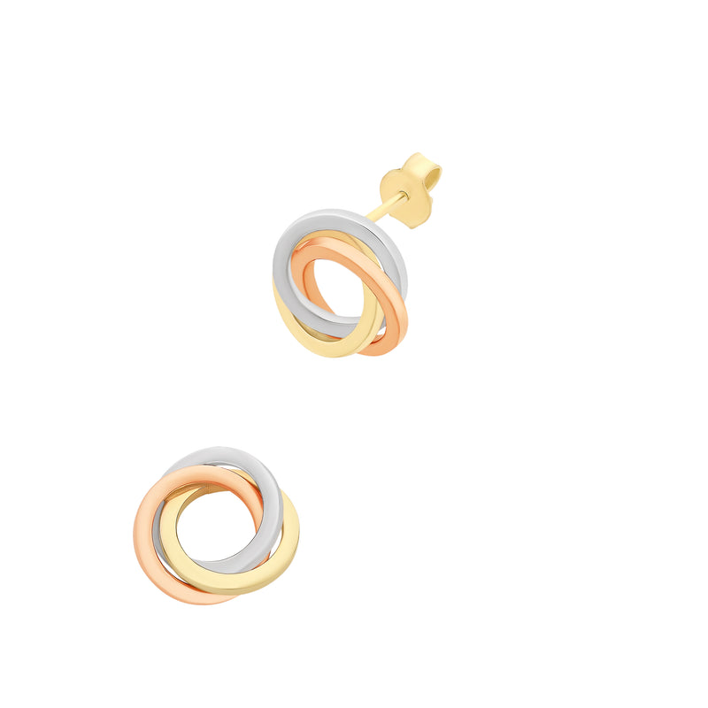 9K TRI-TONE GOLD SILVER FILLED EARRINGS