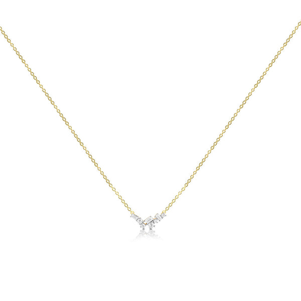 9K YELLOW GOLD DIAMOND NECKLACE WITH 9K YG CHAIN