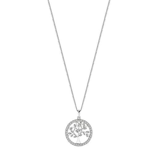 STG SILVER WHITE CZ TREE OF LIFE PENDANT WITH CHAIN