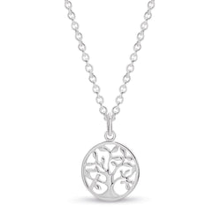 STG SILVER ROUND 'TREE OF LIFE' PENDANT WITH STG 45CM CHAIN
