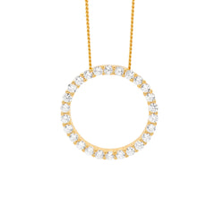 SS 20MM CIRCLE WH CZ PENDANT W/ GOLD PLATING