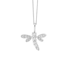 ELLANI STG SILVER  WHITE CZ DRAGONFLY PENDANT