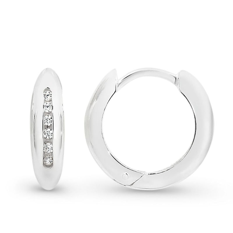 STG SILVER 16MM ROUND HUGGIE WITH CZ EARRINGS