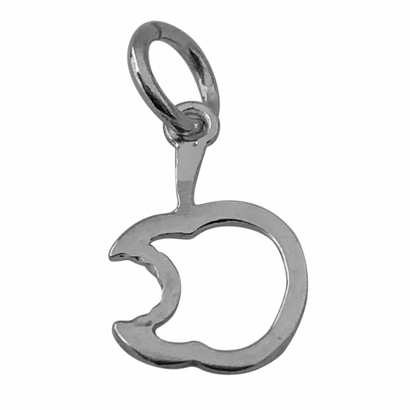 Traditional Silver Charm Apple, Bitten, Outline