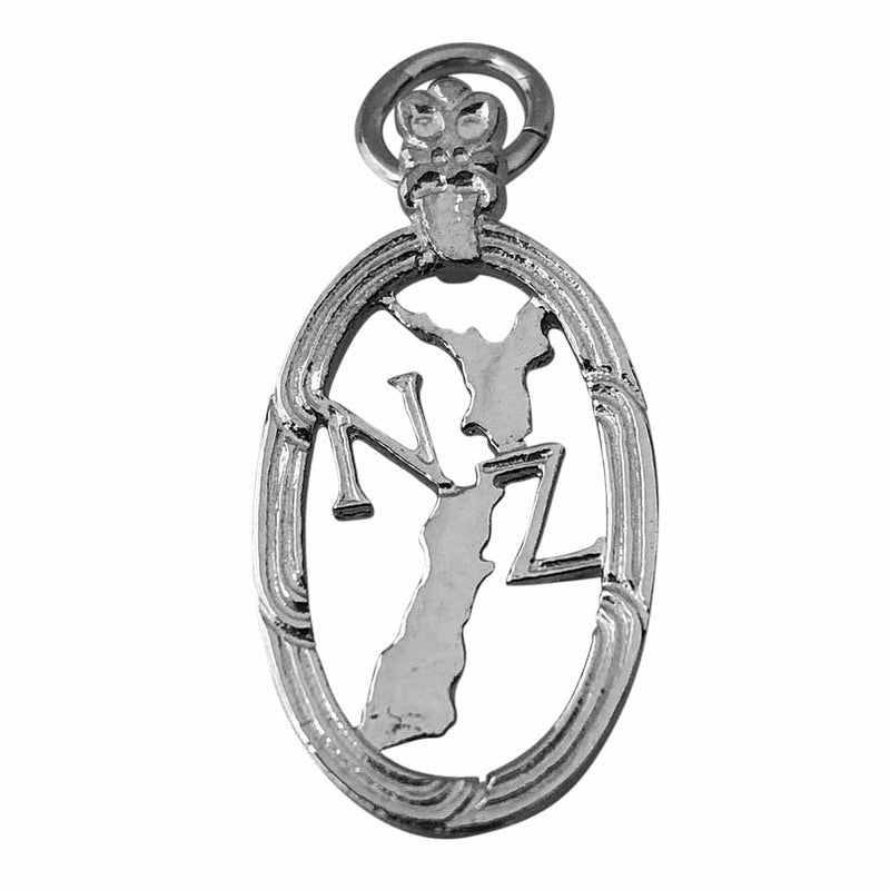Traditional Silver Charm Map_of_NZ_Oval