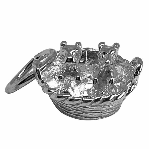Traditional Silver Charm Puppies_in_a_Basket