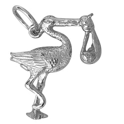 Traditional Silver Charm Stork-Baby