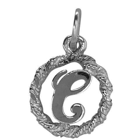 Traditional Silver Charm Initial C in Circle