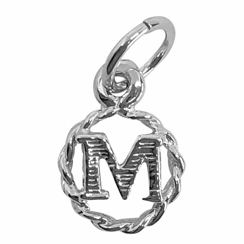 Traditional Silver Charm Initial M in Circle