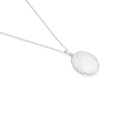 STG SILVER PARTLY ENGRAVED OVAL LOCKET 26X20MM WITH 45CM stg CHAIN