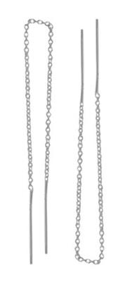 STG SILVER CABLE CHAIN THREAD EARRINGS FULL LENGTH 125mm