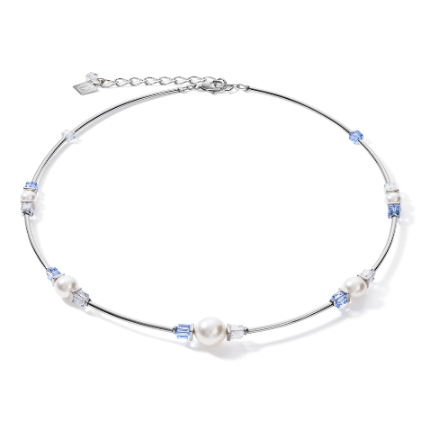 Coeur De Lion CL NECKLACE, Soft Blue & Swarovski Pearl on stainless steel