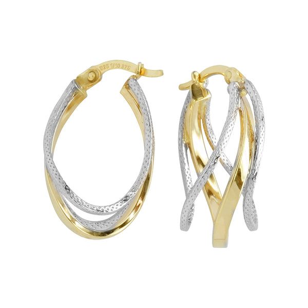 9K Yellow and White gold with Sterling Silver Earrings
