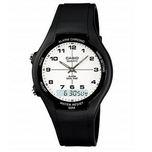 casio gents basic ana/dig dual 50m wr,  dual time, alarm black