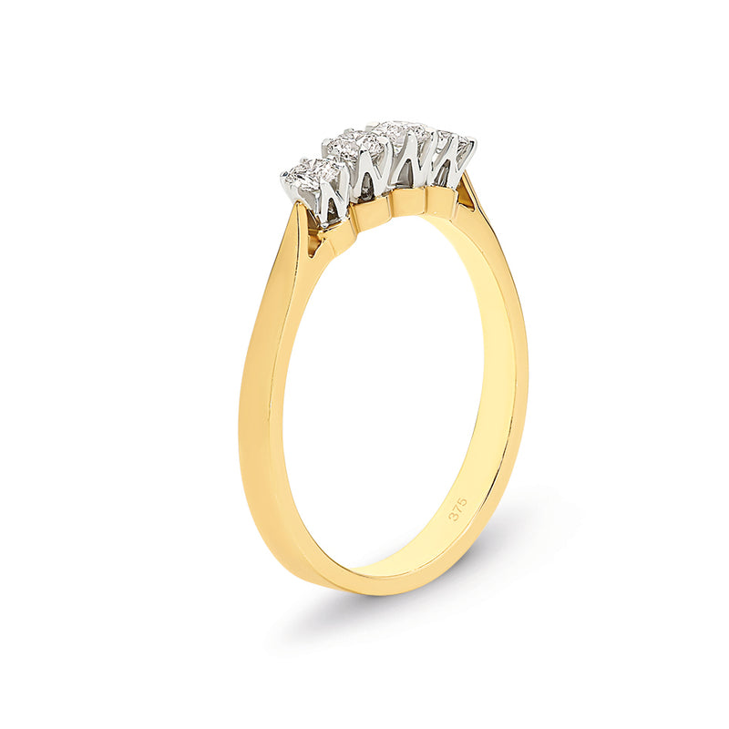 9k Yellow Gold 4-stone Diamond Ring