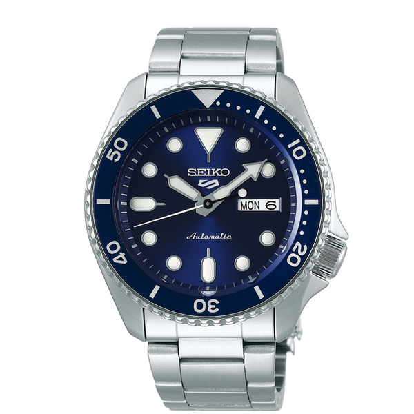 SEIKO GENTS WATCH SEIKO 5 SPORTS Automatic Blue Dial Silver B/let 100M Water Resistant